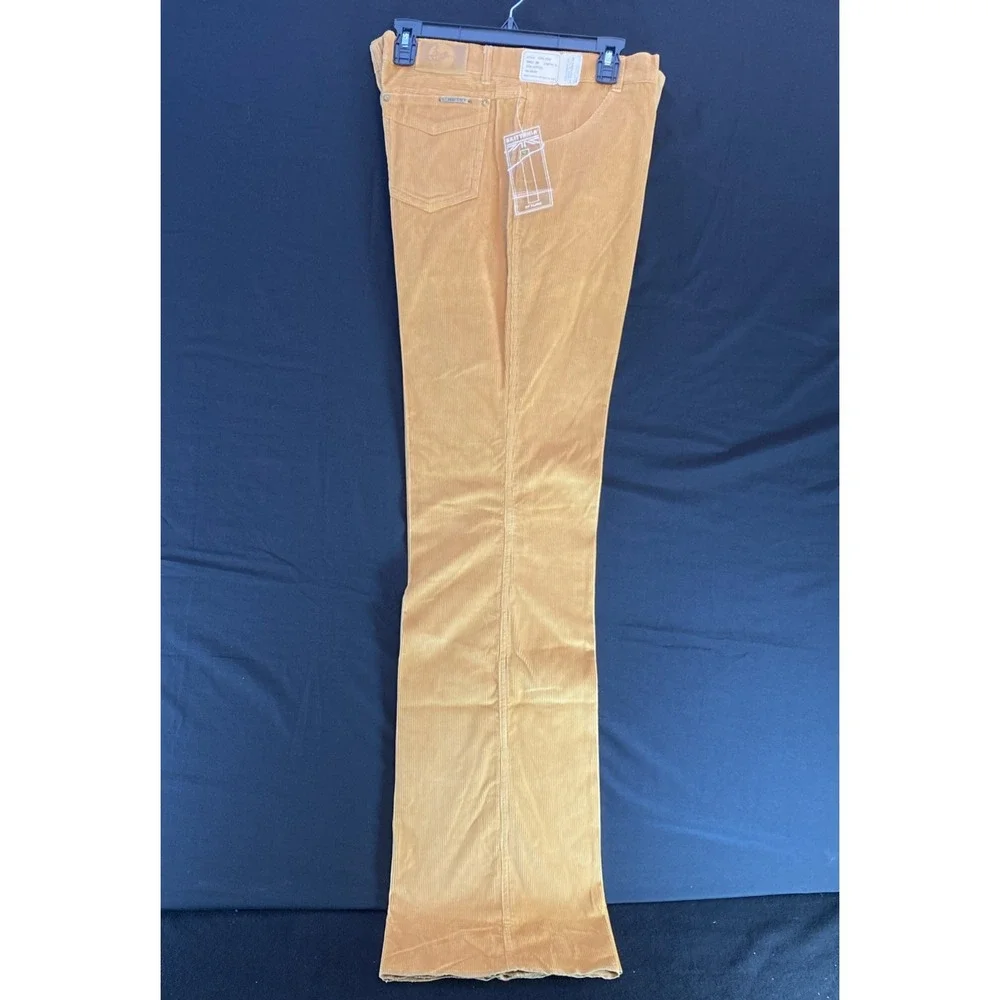 Vtg Brittania Tan Brown Corduroy Pants Slacks 36 Long Flare NWT Raw Hem 2482-8